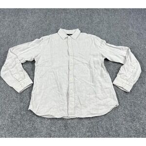 Banana Republic Shirt Mens Medium Light Gray Linen Long Sleeve Button Casual